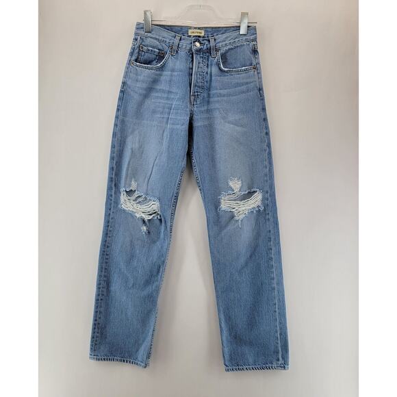 GRLFRND Jeans Womens 24 Bella Low Rise Boyfriend Distressed Straight Leg Relaxed - Picture 1 of 12